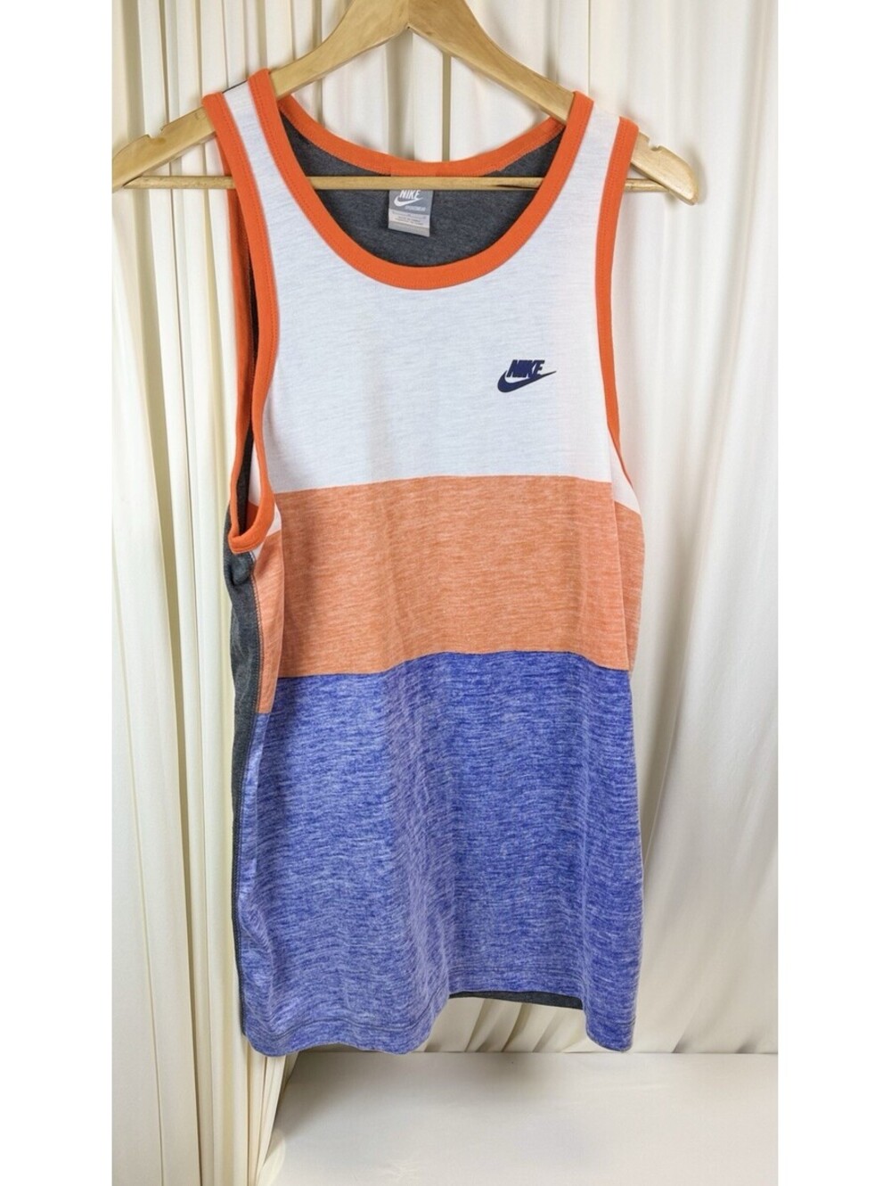 Nike Men's Color-Block Tank Top Sleeveless Orange Blue Gray White Large